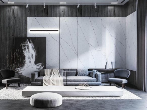 ốp đá phòng khách từ homesgreens.com