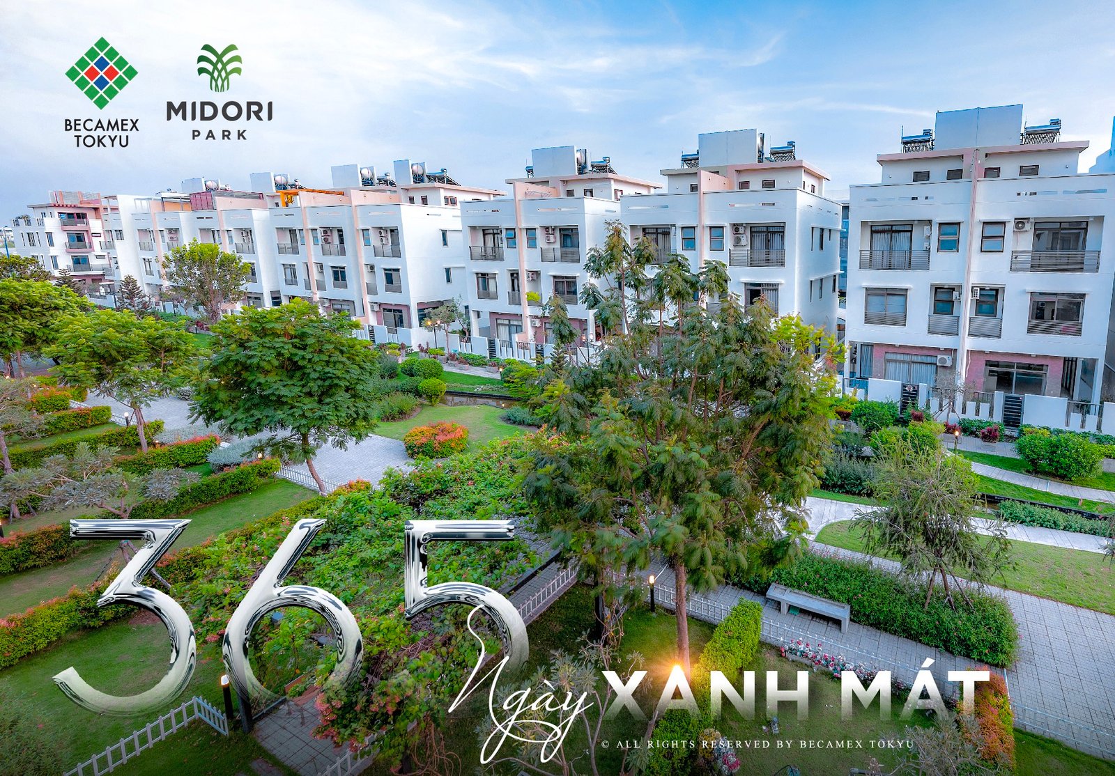 Phối cảnh nhà phố Haruka tại dự án Midori Park Bình Dương với thiết kế sân vườn