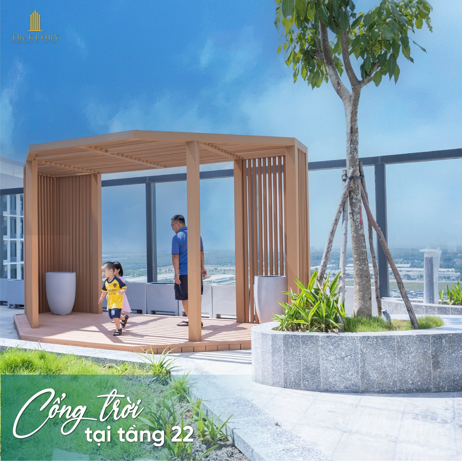 Sân vườn Sky Deck tầng 22 The GLORY Midori Park